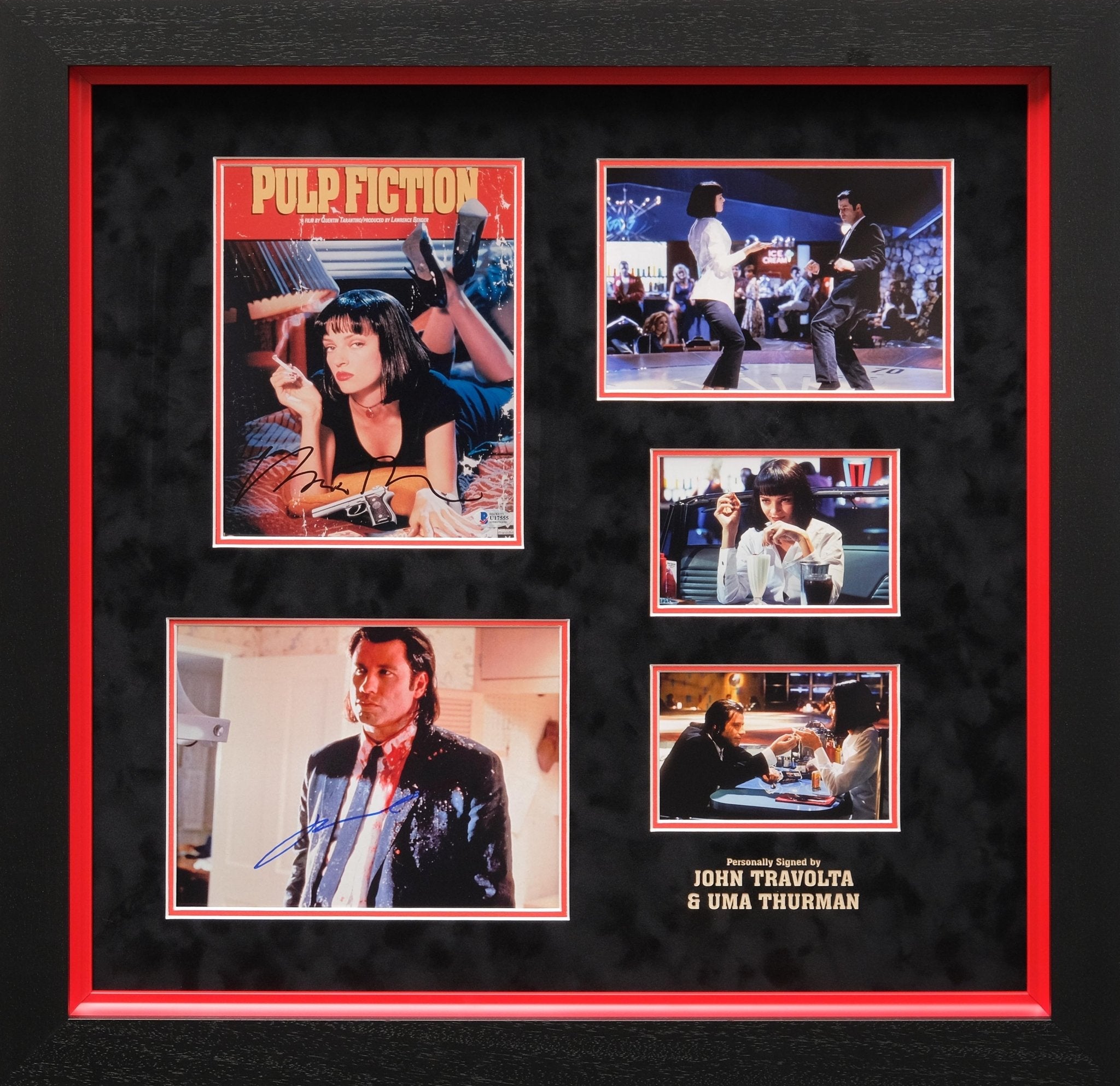 Pulp Fiction Framed Poster Display Signed by John Travolta and Uma Thurman - Memorabilia Framers Shop